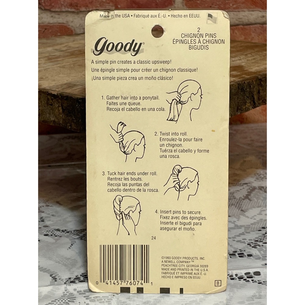 Vintage 1993 Goody Chignon Pins 2 Pack Tortoise Brown Hair Forks 76074 in USA - Picture 2 of 3